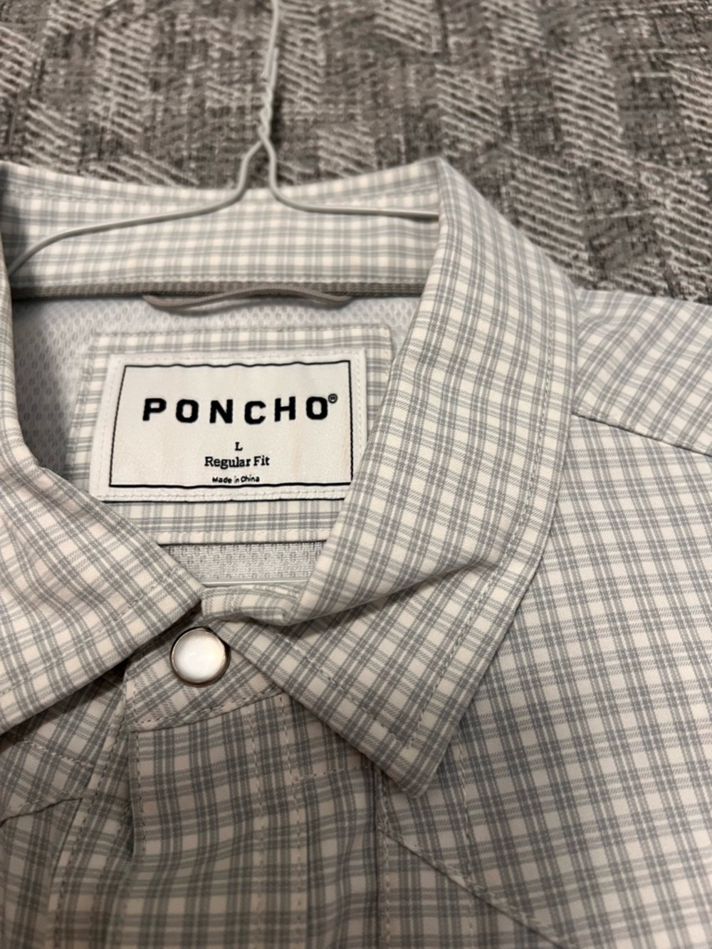 Pancho Gray Checkered Men's Shirt excellent condition. Pearl buttons.